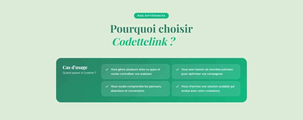 Cas d’usage : Quand passer à Codettelink ?
