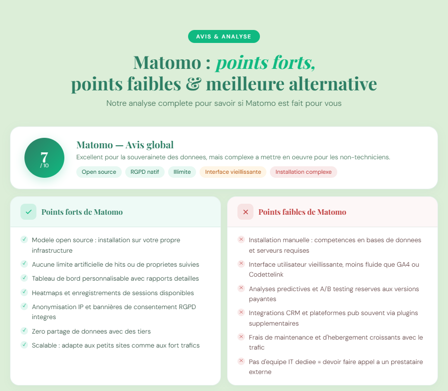 Points forts de Matomo avis : ce qui fait sa force